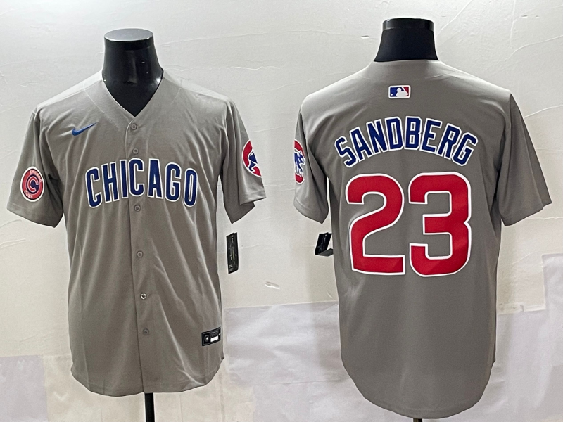 Men Chicago Cubs #23 Sandberg grey MLB Nike 2025 Jersey style 007->los angeles dodgers->MLB Jersey